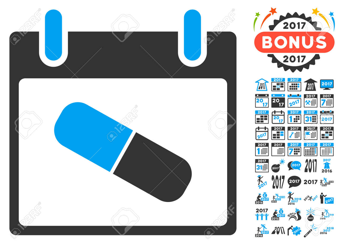 drugs pill calendar day icon with bonus calendar and time management pill calendar