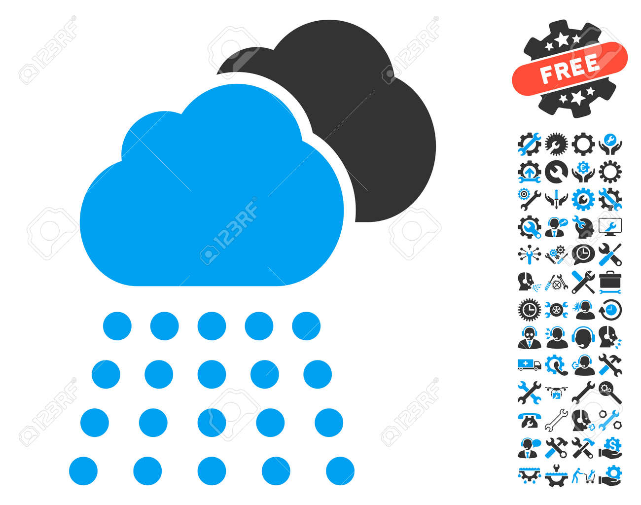 ボーナス設定ピクトグラムを雨の雲アイコン グリフの図スタイルは 白い背景の上フラット象徴的なブルーとグレーのシンボルです の写真素材 画像素材 Image ボーナス設定ピクトグラムを雨の雲アイコン グリフの図スタイルは 白い背景の上フラット象徴的なブルーとグレーのシンボルです の写真素材 画像素材 Image