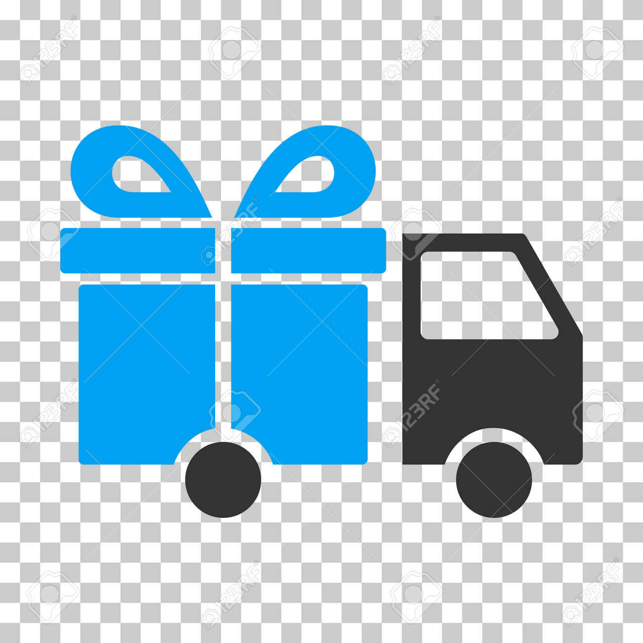 Gift Delivery Van EPS vector icon. Illustration style is flat iconic bicolor blue and gray symbol on chess transparent background. - 66719926 Gift Delivery Van EPS vector icon. Illustration style is flat iconic bicolor blue and gray symbol on chess transparent background. - 66719926