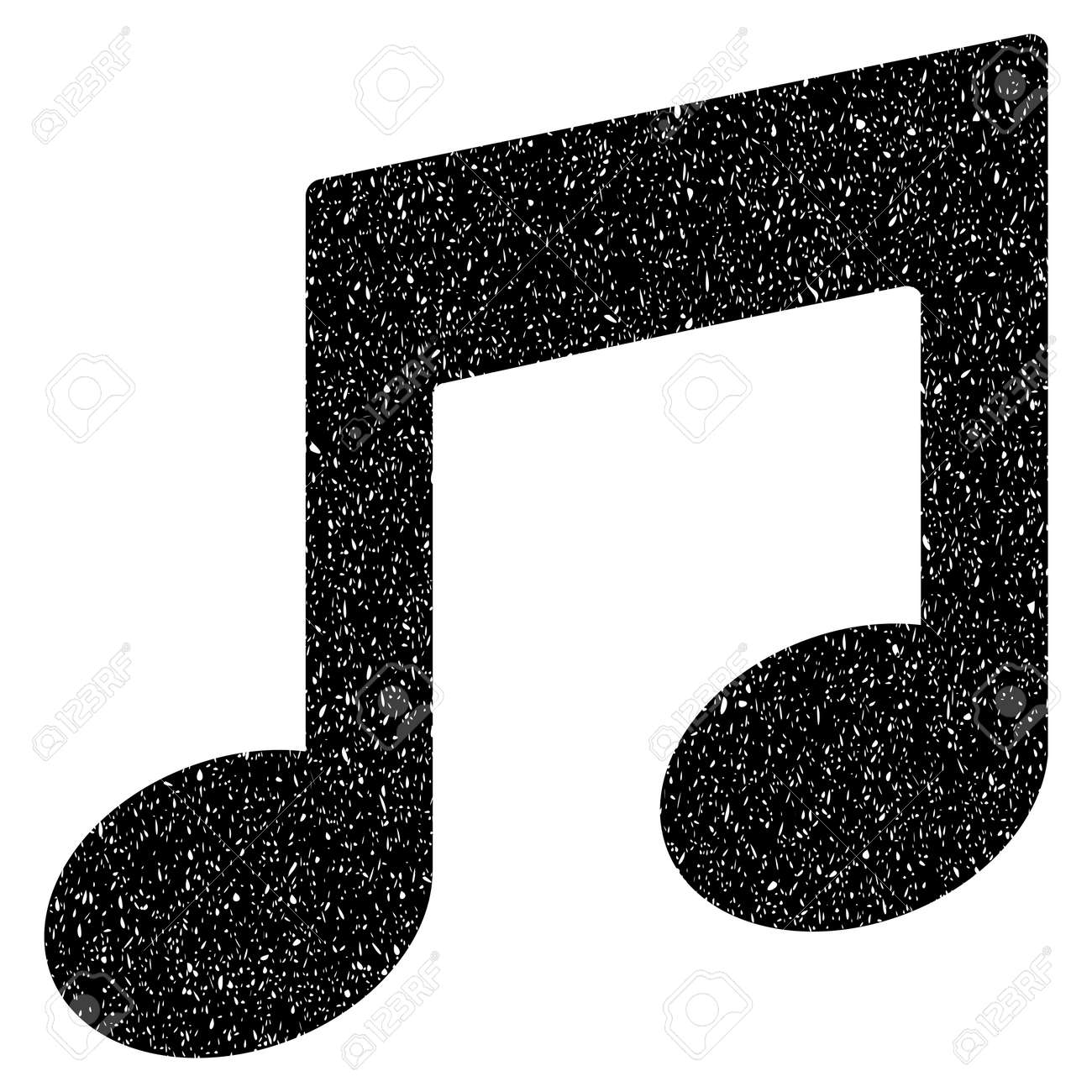 Notas De Música Granulado Texturizado ícone Para Selos De Marca D água De Sobreposição Símbolo Plano Com Textura Suja Carimbo De Borracha Selo Preto De Vetor Pontilhada Com Design Grunge Em Um Fundo