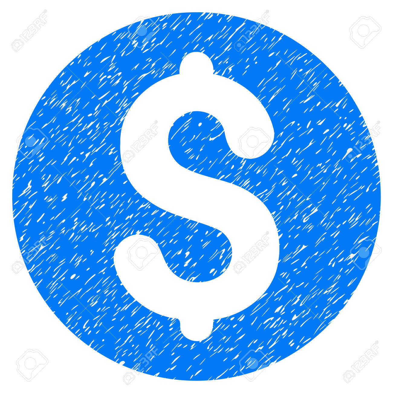 코인 낟 알 오버레이 워터 마크 스탬프 아이콘 질감. 부정한 질감의 평면 기호. 점선 된 글리프 파란색 잉크 고무 인감 스탬프 흰색  배경에 그런 지 디자인. 로열티 무료 사진, 그림, 이미지 그리고