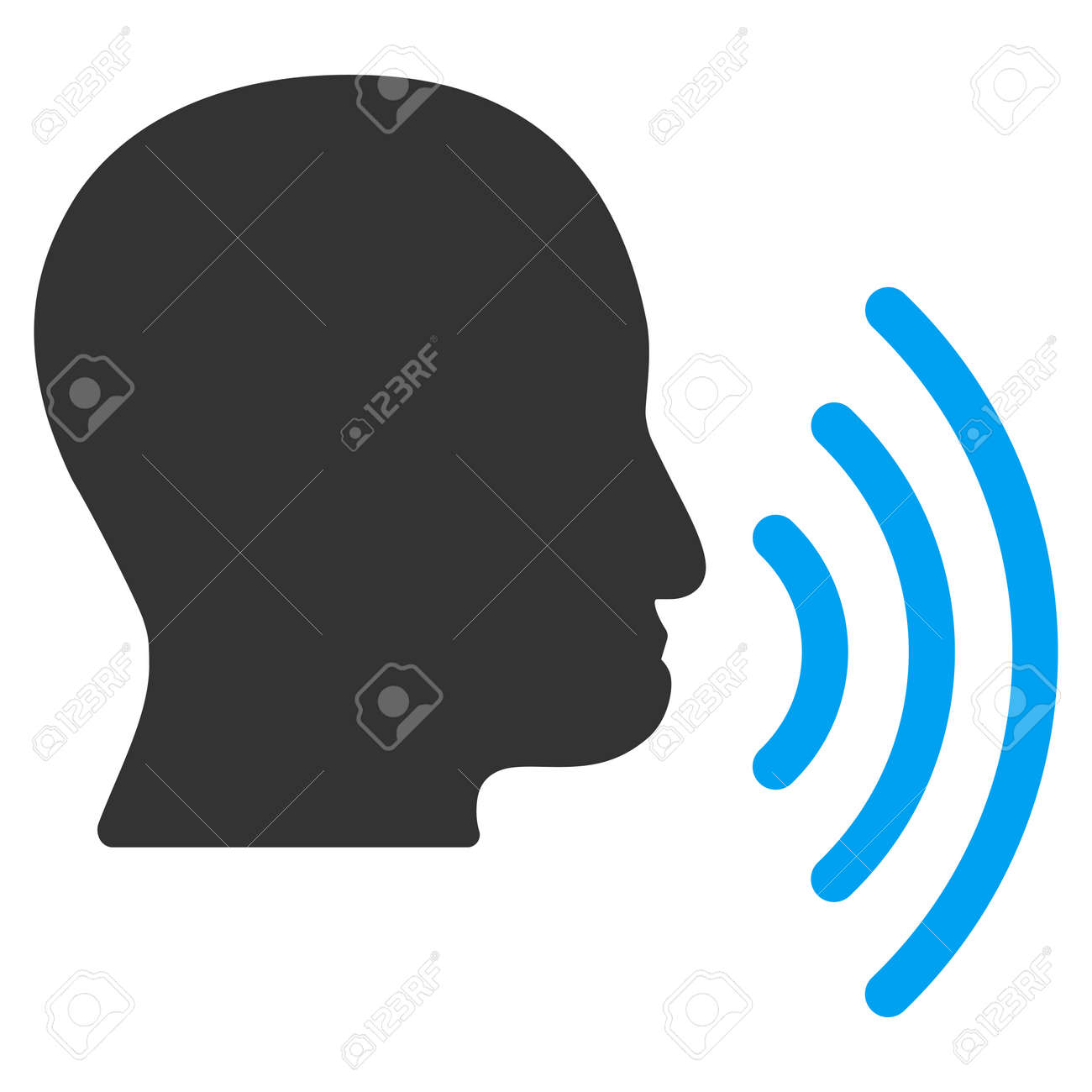 人の音声波形のベクトルのアイコン フラット二色のブルーとグレーのシンボルです ピクトグラムは 白い背景に分離されます Web とソフトウェアのインタ フェースの設計されています のイラスト素材 ベクタ Image