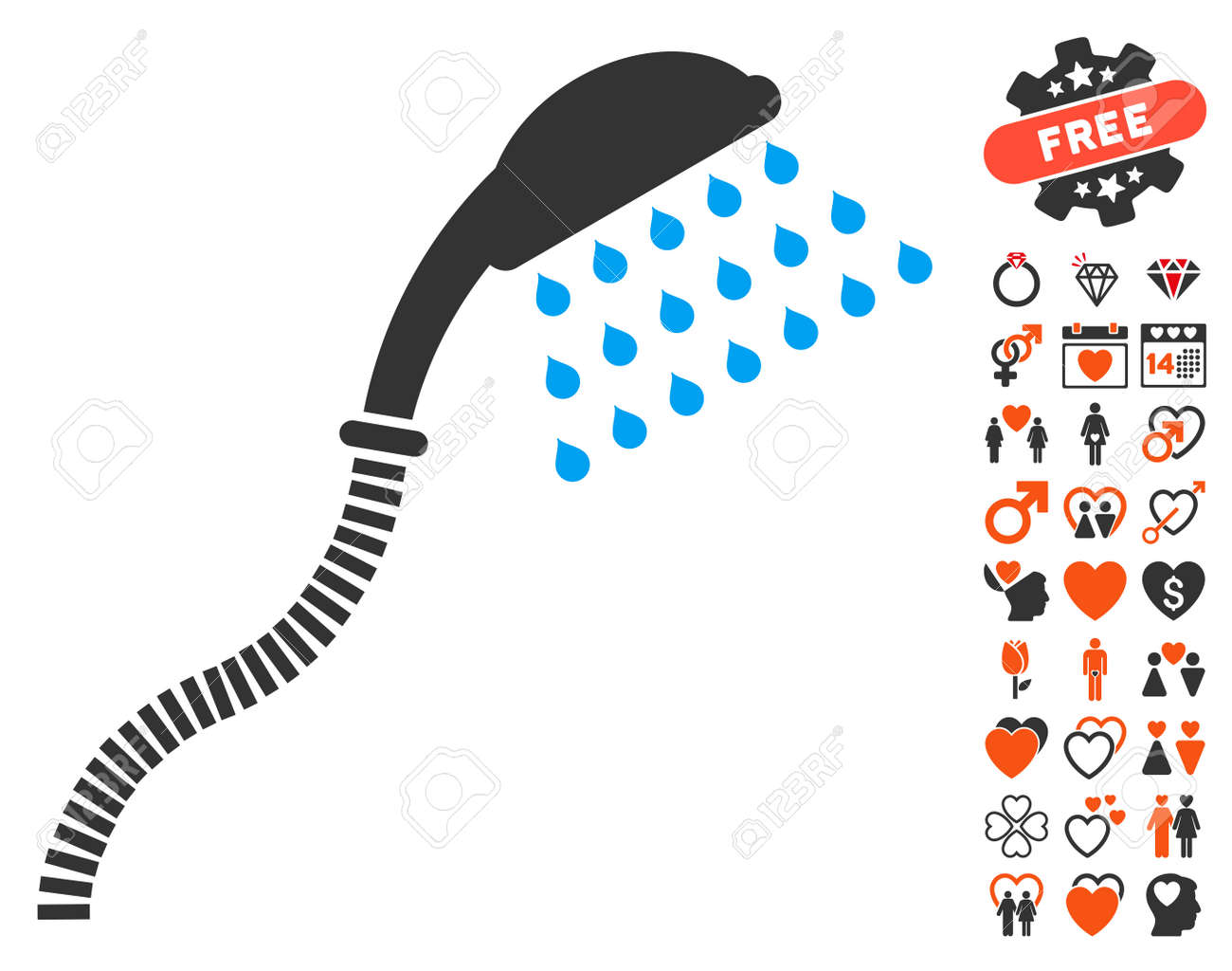 ボーナス素敵なクリップアートをシャワーのアイコン ベクトル図のスタイルは Web デザイン アプリのユーザー インターフェイスのためのフラット象徴的な要素です のイラスト素材 ベクタ Image