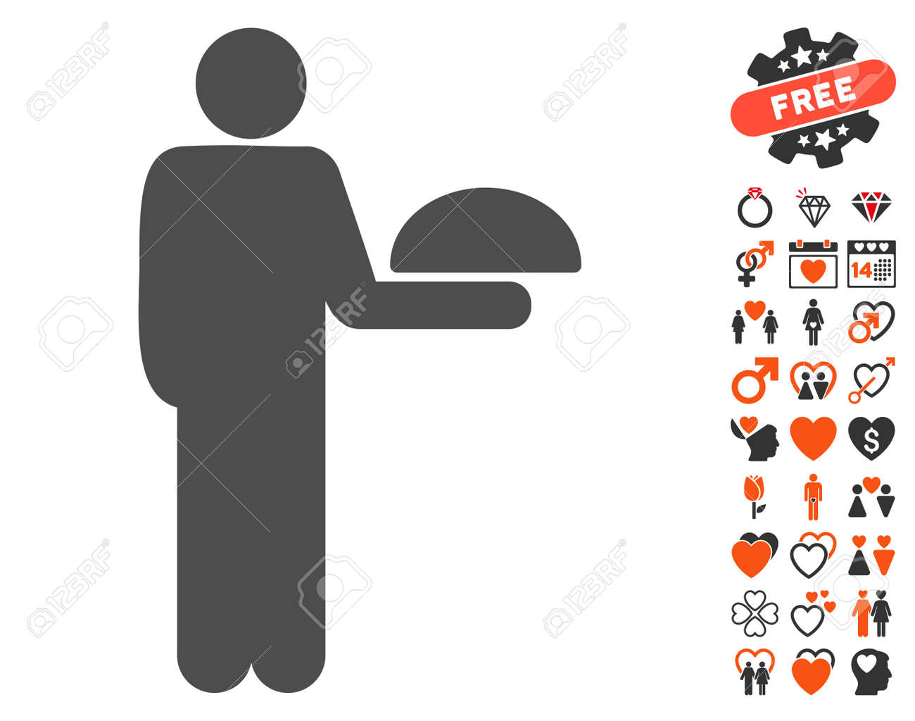 ボーナス結婚ピクトグラムをウェイター ピクトグラフを立っています ベクトル図のスタイルは Web デザイン アプリ ユーザー インターフェイスのフラット象徴的なシンボルです のイラスト素材 ベクタ Image