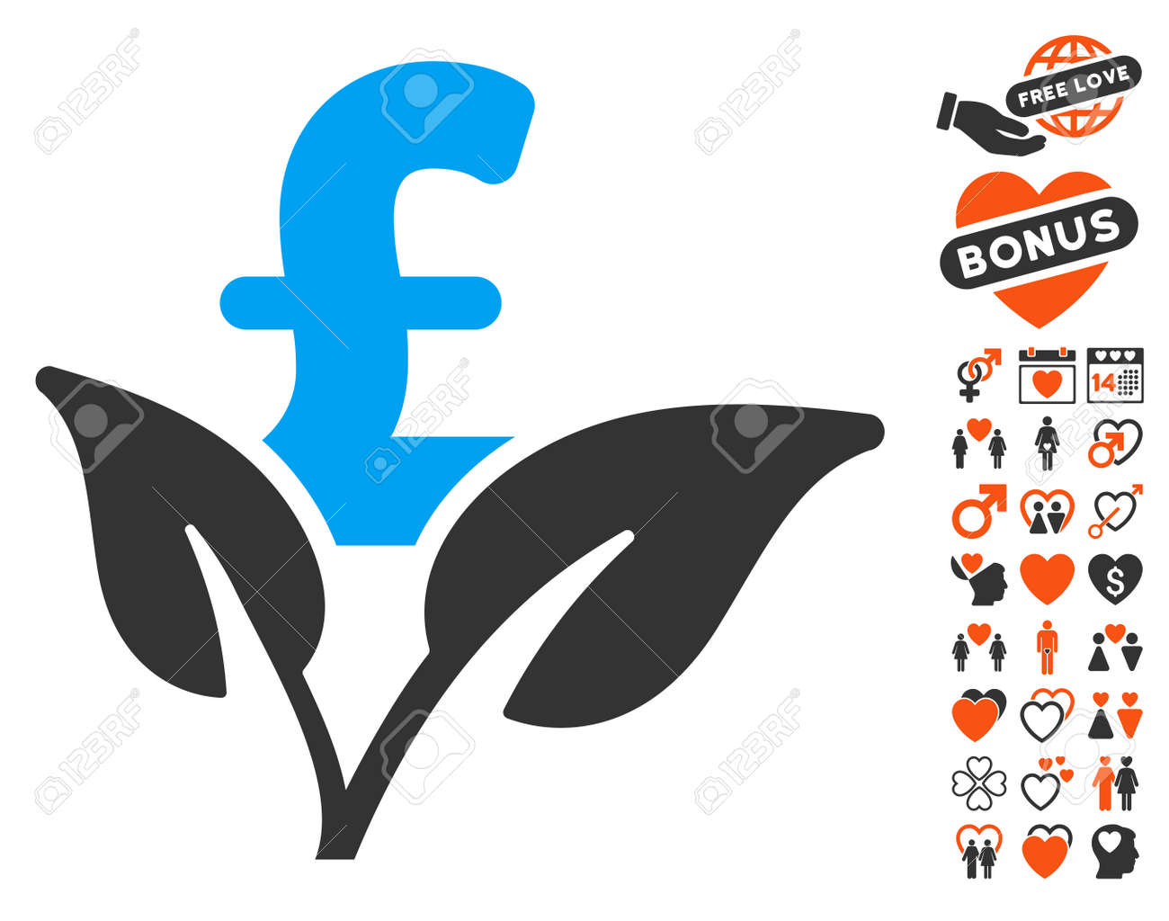 ボーナス情熱アイコンとエコ ポンド ビジネス スタート アップ アイコンを設定します ベクトル図のスタイルは Web デザイン アプリ ユーザー インターフェイスのフラット象徴的なシンボルです のイラスト素材 ベクタ Image