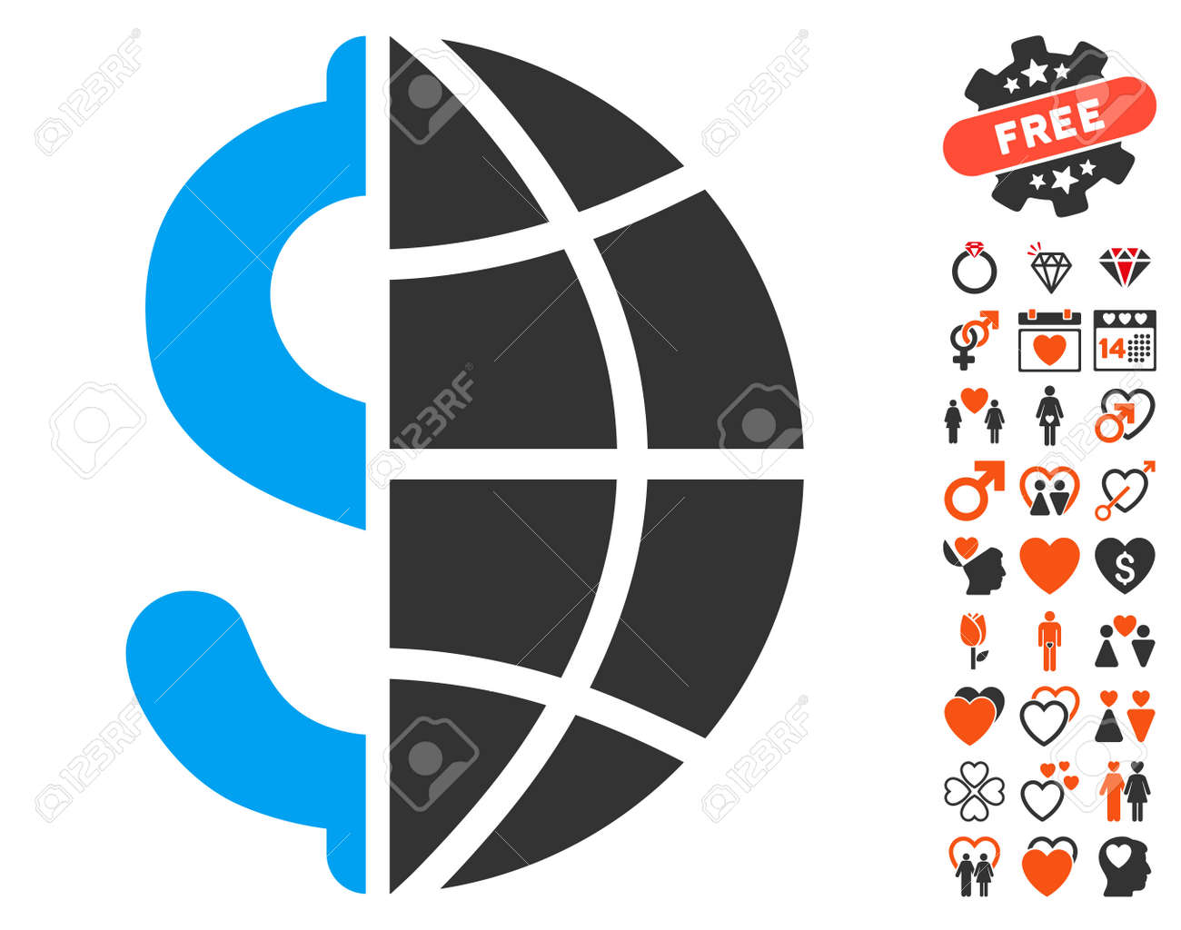 global business icon with bonus valentine graphic icons vector