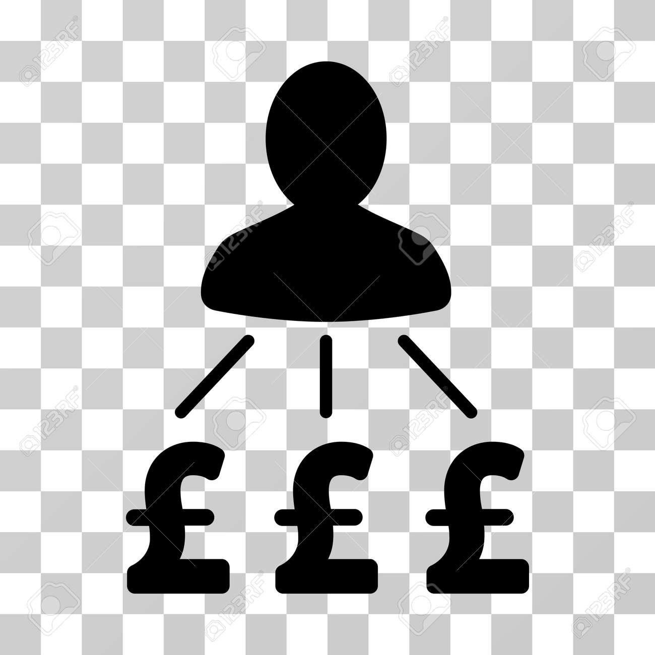 person pound expenses vector pictogram illustration style is a flat iconic black symbol on a