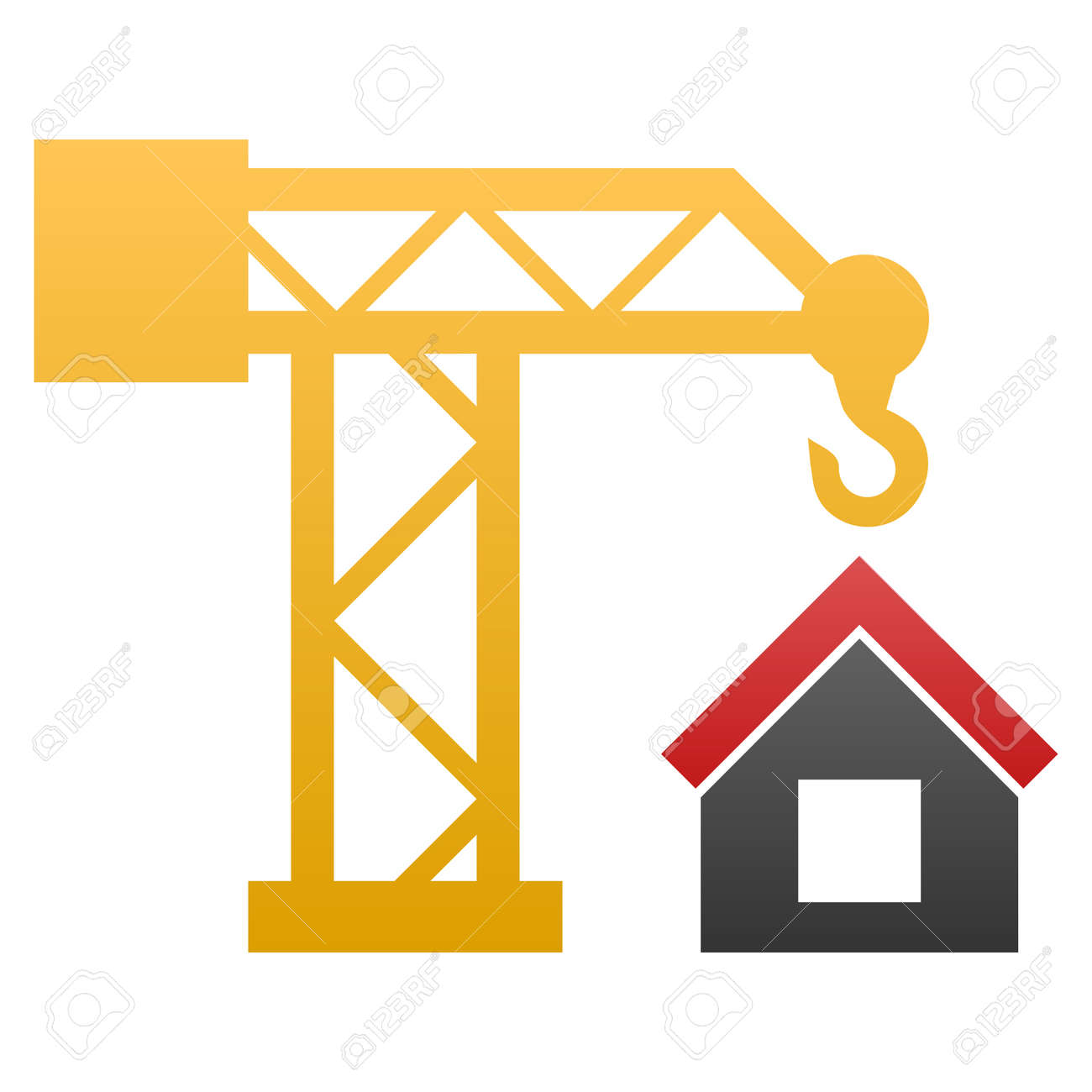 Building Crane Raster Icon Flat Symbol With Gradient Pictogram
