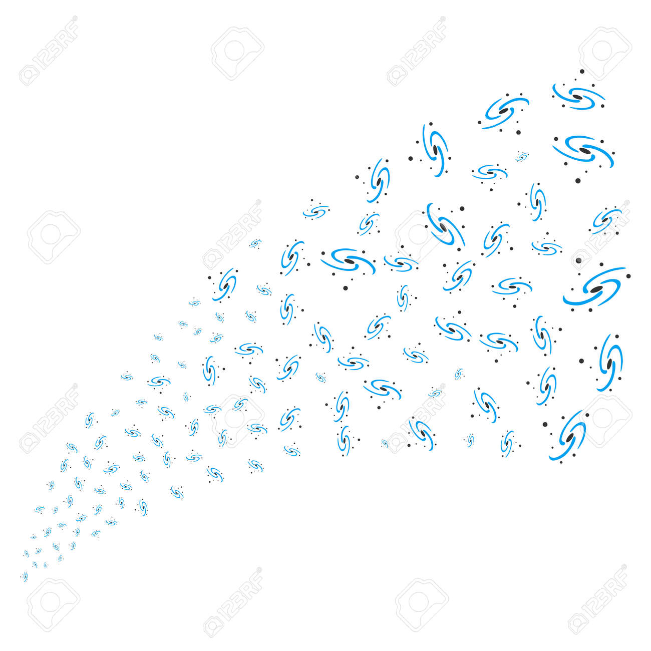 銀河のソース ストリーム ベクトル イラストのスタイルは 白い背景の上のフラット ブルーとグレーの象徴的なシンボルです オブジェクト花火噴水散乱アイコン から作られました のイラスト素材 ベクタ Image