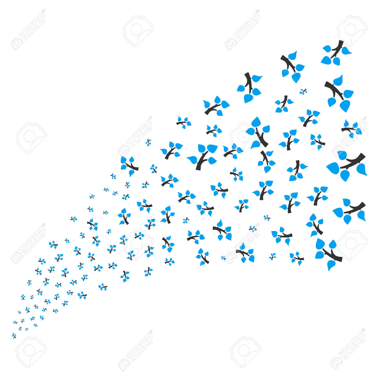 フローラ工場元ストリーム ベクトル イラストのスタイルは 白い背景の上のフラット ブルーとグレーの象徴的なシンボルです 散乱の絵文字から 作られたオブジェクト花火噴水 のイラスト素材 ベクタ Image 7930