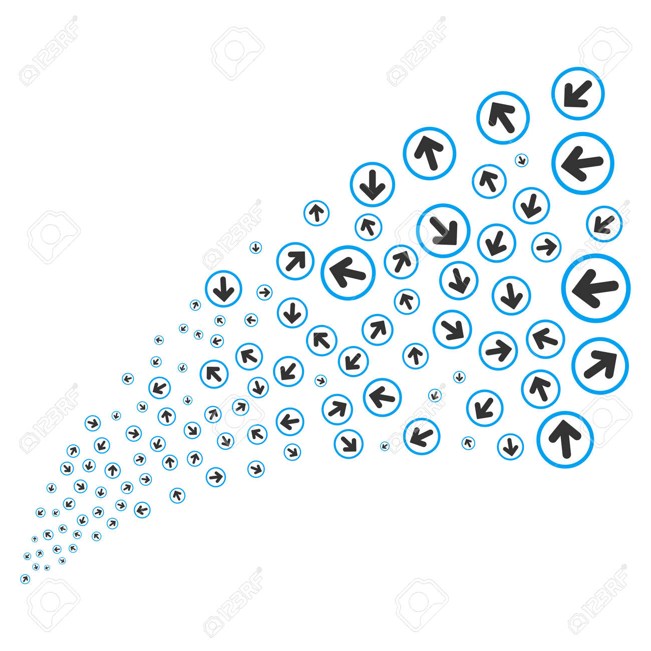 丸い矢印の元のストリーム ベクトル イラストのスタイルは 白い背景の上のフラット ブルーとグレーの象徴的なシンボルです オブジェクト ソースの噴水 が散乱のアイコンから作成されました のイラスト素材 ベクタ Image