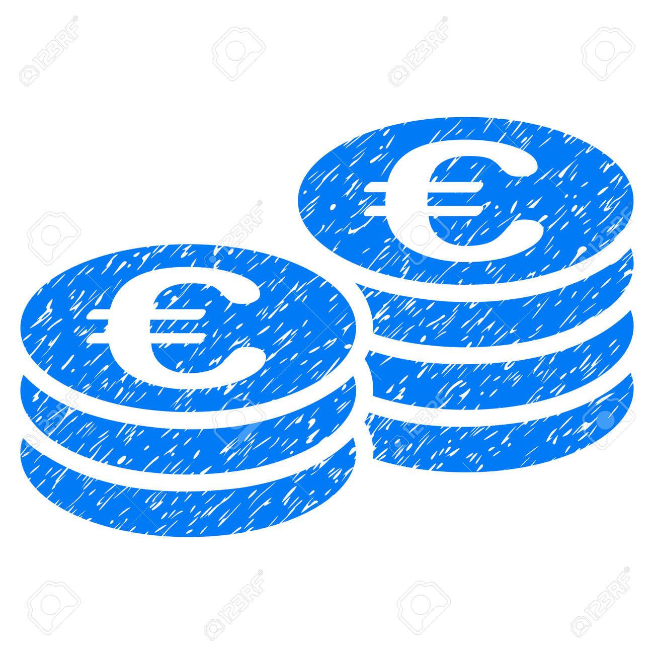 Grunge Euro Coins icon with grunge design and dirty texture. Unclean vector blue pictogram for rubber seal stamp imitations and watermarks. Draft emblem symbol. - 80441702 Grunge Euro Coins icon with grunge design and dirty texture. Unclean vector blue pictogram for rubber seal stamp imitations and watermarks. Draft emblem symbol. - 80441702