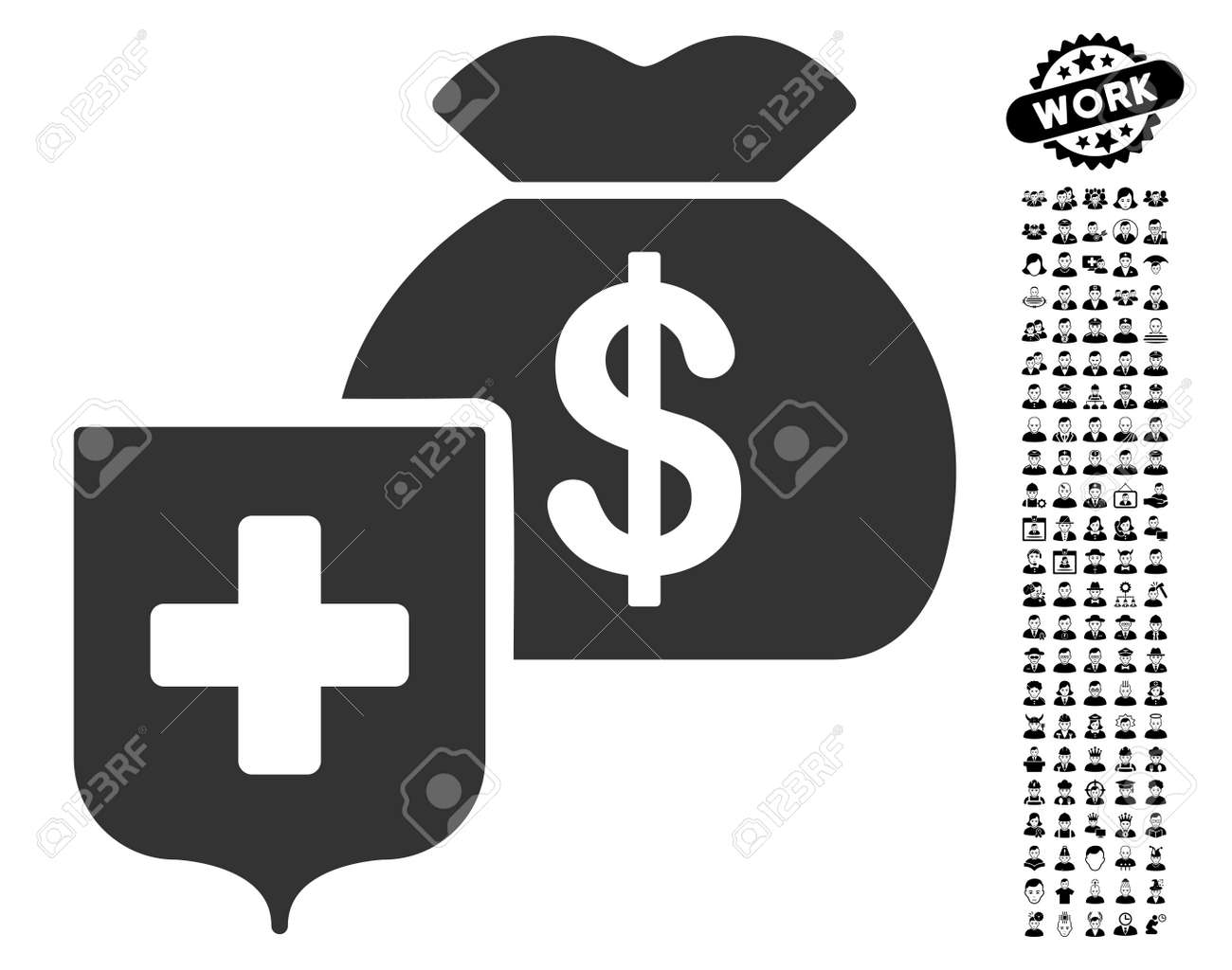 money bag shield icon with black bonus job symbols money bag symbols for currency