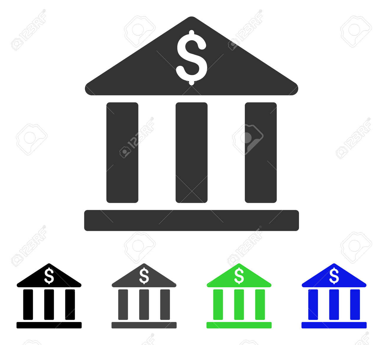 銀行の建物平面ベクトルのピクトグラム 色銀行灰色 黒 青 緑のアイコンのバージョンを構築します アプリケーション設計のフラット アイコン スタイル のイラスト素材 ベクタ Image 9553