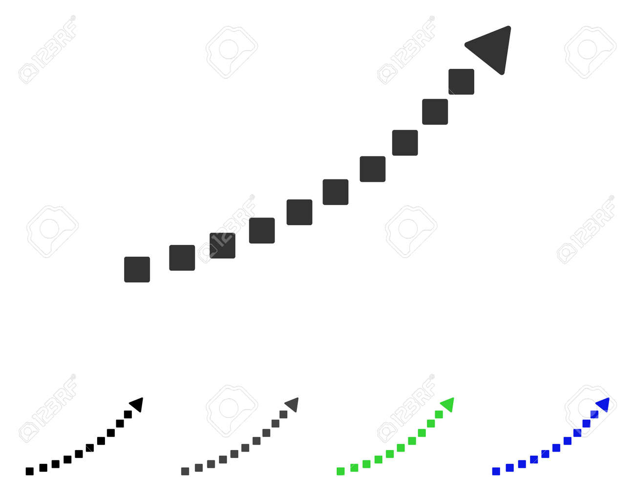 点線の成長トレンド フラット ベクトル イラスト 色は灰色 黒 青 緑のピクトグラムの亜種成長傾向を点在しました グラフィック デザインのフラット アイコン スタイル のイラスト素材 ベクタ Image