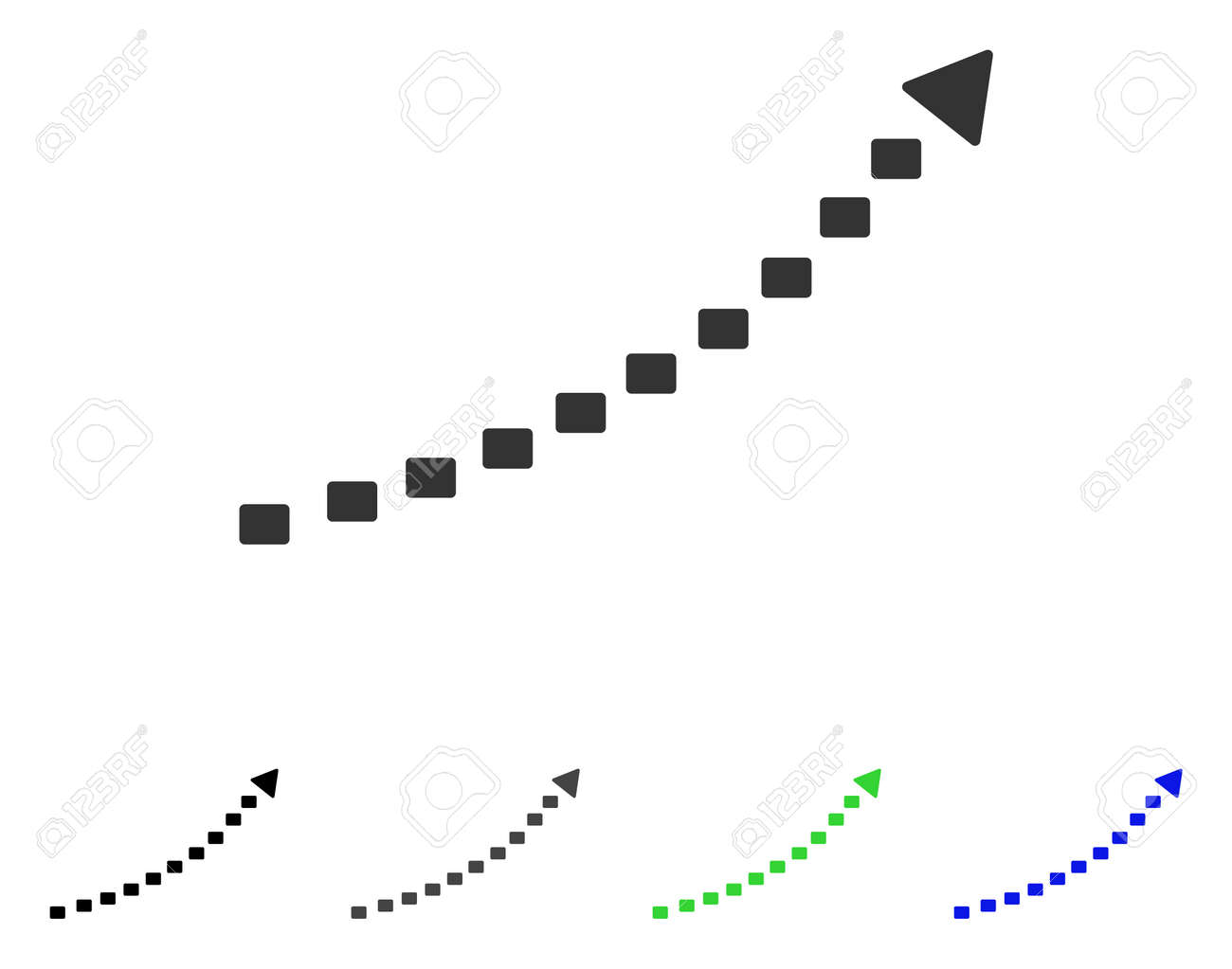 点線成長トレンド フラット ベクトル アイコン 色は灰色 黒 青 緑のアイコンのバリエーション成長傾向を点在しました Web デザインのフラット アイコン スタイル のイラスト素材 ベクタ Image