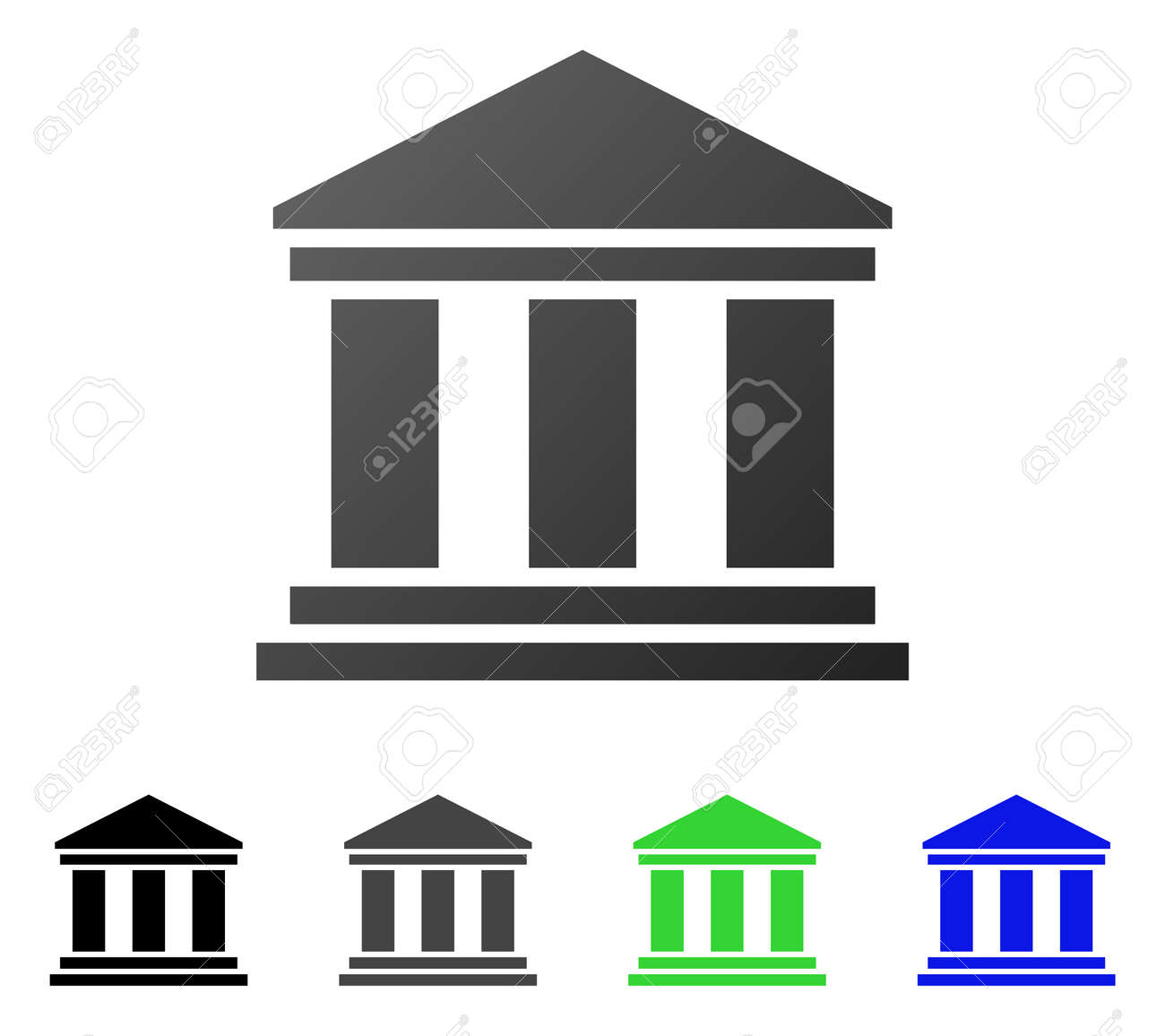 博物館の建物平面ベクトル イラスト 着色された美術館の建物は Gradiented 灰色 黒 青 緑のピクトグラムの亜種 グラフィック デザインのフラット アイコン スタイル のイラスト素材 ベクタ Image 2464