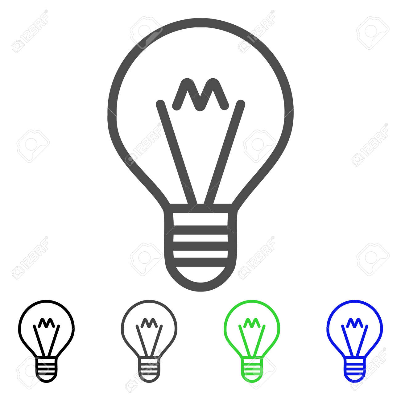 ランプ平面ベクトル絵文字をヒントします 色のヒント ランプ 灰色 黒 青 緑のアイコンの亜種 アプリケーション設計のフラット アイコン スタイル の イラスト素材 ベクタ Image