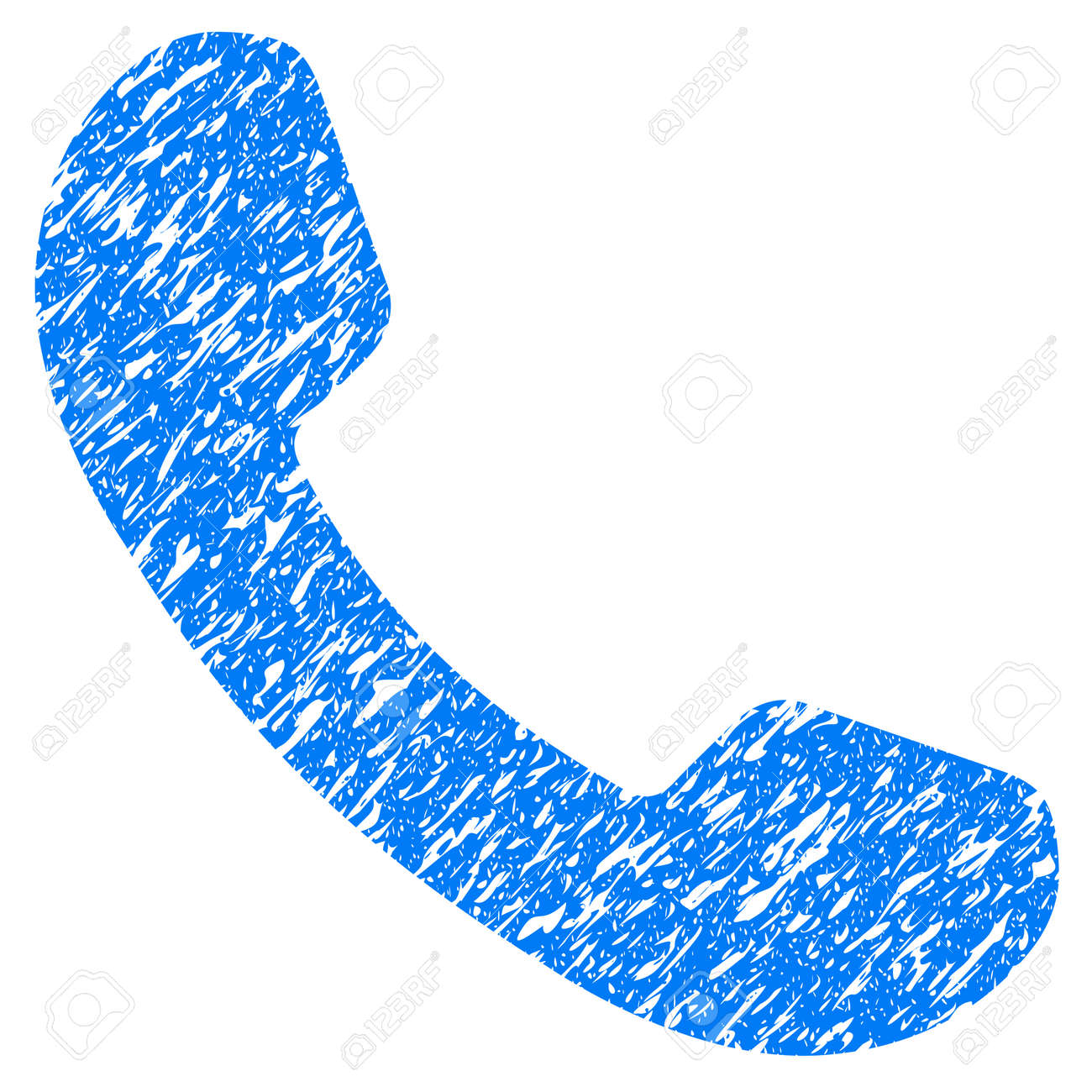 グランジ デザインやほこりテクスチャ グランジ受話器アイコン 汚れたベクトル青ゴム シール切手の模造品と透かしのピクトグラム ドラフト ステッカー記号です のイラスト素材 ベクタ Image