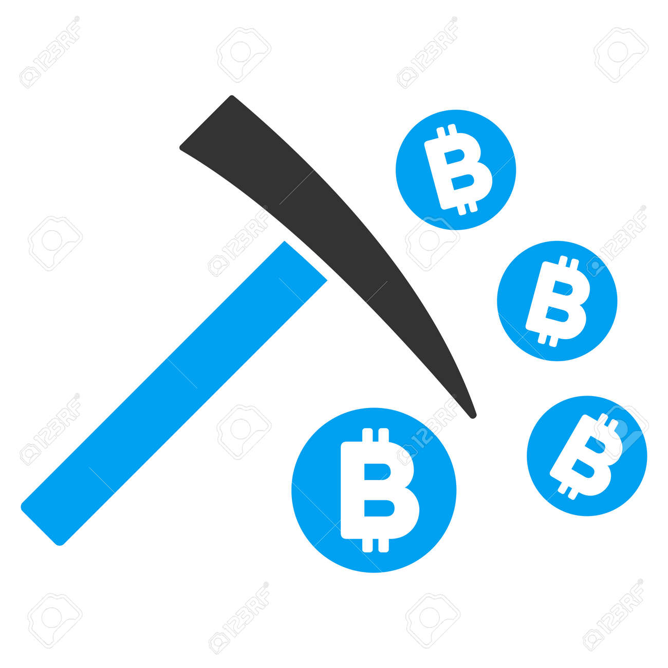 Bitcoin Mining Hammer Flat Vector Pictograph For Application - 