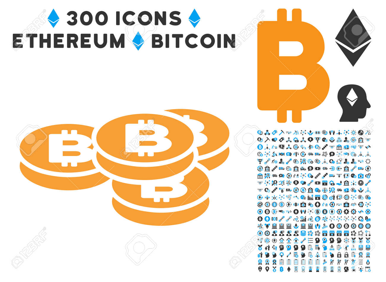 Bitcoin 동전 아이콘 300 블록 체인, Cryptocurrency, Ethereum, 스마트 계약 이미지. 벡터 아이콘 세트  스타일 플랫 아이코 닉 기호입니다. 로열티 무료 사진, 그림, 이미지 그리고 스톡포토그래피. Image 84771814