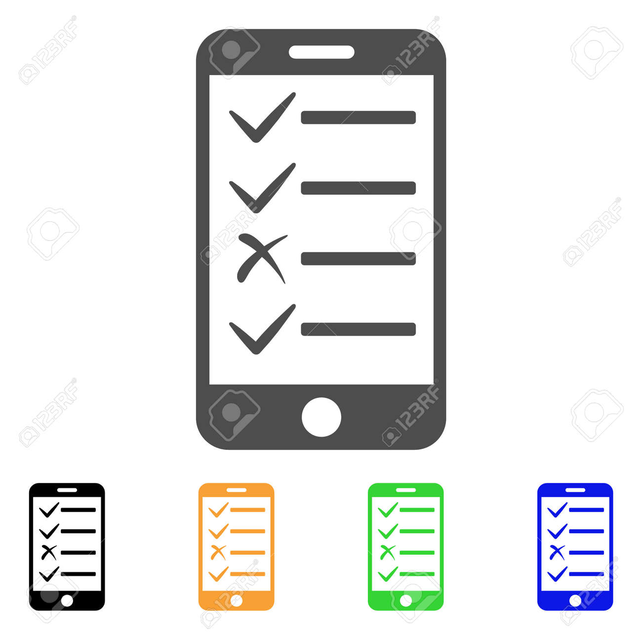 携帯 Todo リスト ベクトルのピクトグラム スタイルは グレー 黒 黄色 青 緑のカラー バリエーションでフラット グラフィック シンボルです ウェブ アプリやモバイル アプリのために設計されています のイラスト素材 ベクタ Image