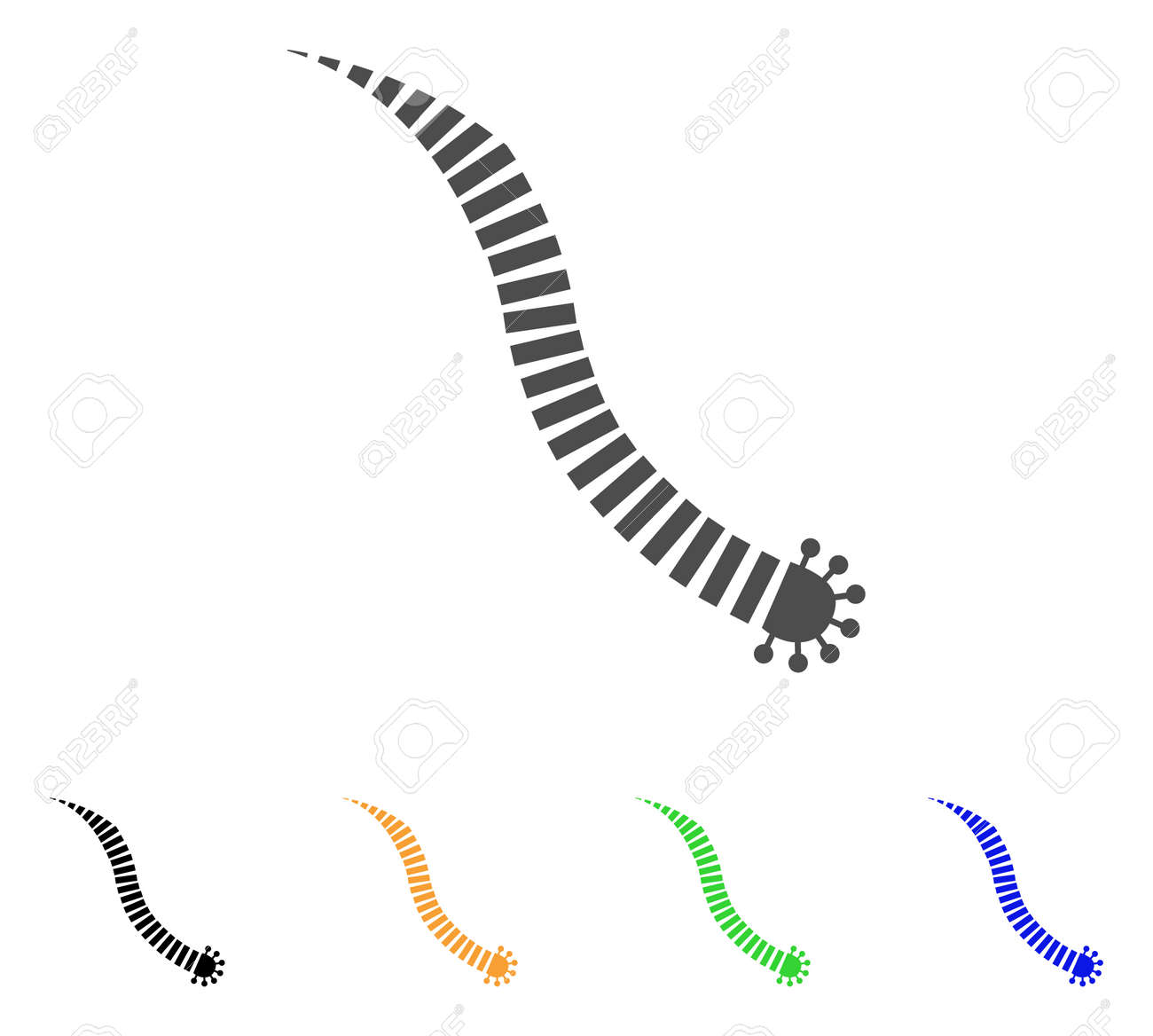 寄生虫ワーム ベクトル絵文字 スタイルは グレー 黒 黄色 青 緑のカラー バリエーションでフラット グラフィック シンボルです ウェブ アプリやモバイル アプリのために設計されています のイラスト素材 ベクタ Image