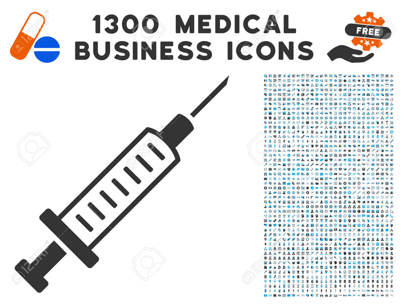 1300医院のビジネス記号が付いているスポイトの灰色のベクトルアイコン クリップアートスタイルはフラット二色ライトブルーとグレーのピクトグラムです の イラスト素材 ベクタ Image