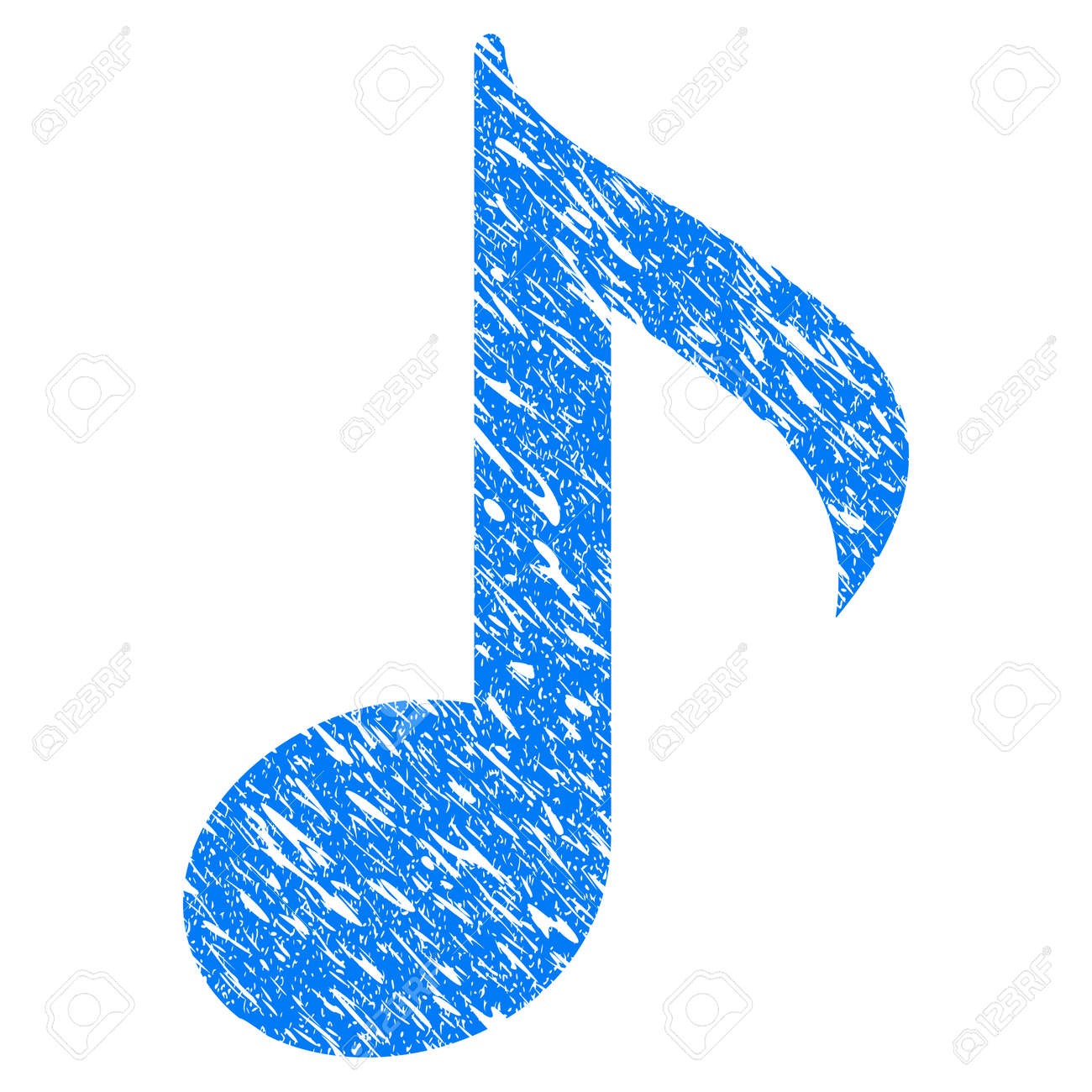 Icono De Nota Musical Grunge Con Diseño Grunge Y Textura Sucia Pictograma De Nota Musical Azul Raster Borroso Para Sello De Goma Imitaciones Y Marcas De Agua Símbolo De Signo De Proyecto