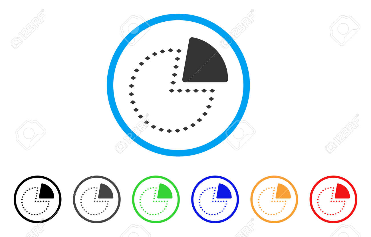 点線の円グラフはアイコンを丸くします スタイルは 黒 グレー 緑 青 赤 オレンジ色のバージョンの明るい青色の円の中にフラットな点線 の円グラフの灰色のシンボルです のイラスト素材 ベクタ Image