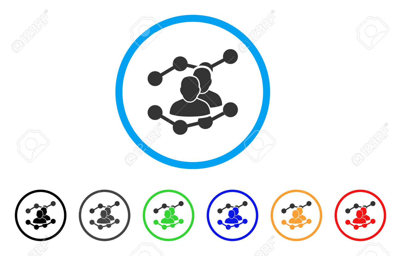 オーディエンスの傾向丸いアイコン スタイルは フラットな視聴者動向ブラック グレー グリーン ブルー レッド オレンジのバリアントを持つ水色の円の中にグレーのシンボルです Web およびソフトウェアインターフェイス用に設計されたベクター のイラスト素材