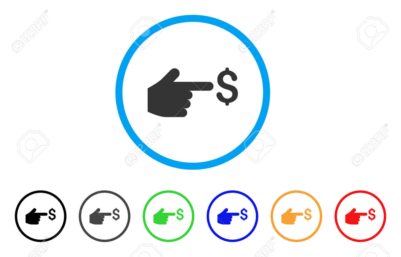 ドル丸められた、インデックスのアイコン。スタイルは、黒、グレー、緑、青、赤、オレンジ色のバリエーションを持つ光の青い円の中フラット ドル インデックス  グレー シンボルです。Web とソフトウェアのインタ フェース用に設計されたベクトル。のイラスト素材 ...