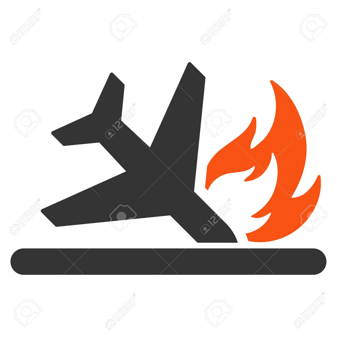 Airplane Landing Crash Flat Raster Icon. An Isolated Illustration On A  White Background. Stock Photo, Picture and Royalty Free Image. Image  86539978., image size:1300x1300