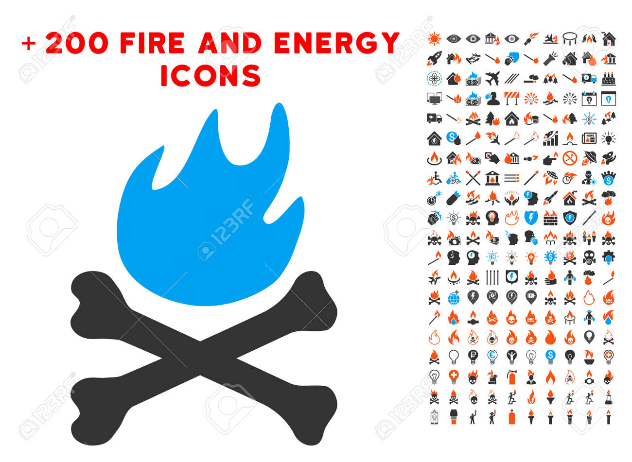 Immagini Stock Icona Di Bones Hell Fire Con Clip Art Fiamma Bonus Stile Di Illustrazione Vettoriale E Piatta Elementi Iconici Per Il Web Design Ui App Image