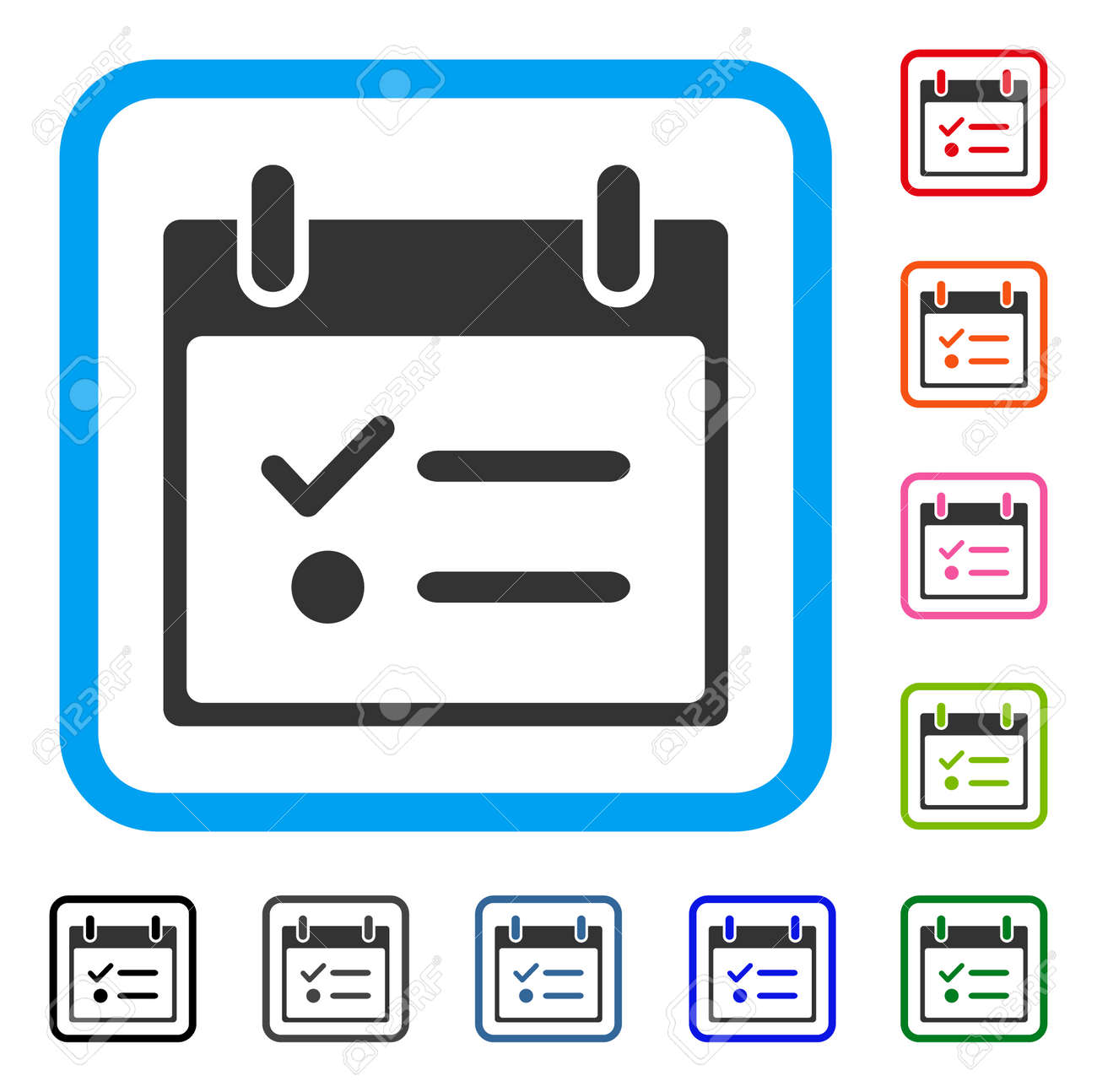 Todo リストのカレンダー日のアイコン 光青角丸四角形の内部のフラット グレーの象徴的なシンボルです Todo リスト カレンダー日ベクターの黒 グレー 緑 青 赤 オレンジ色のバージョン のイラスト素材 ベクタ Image