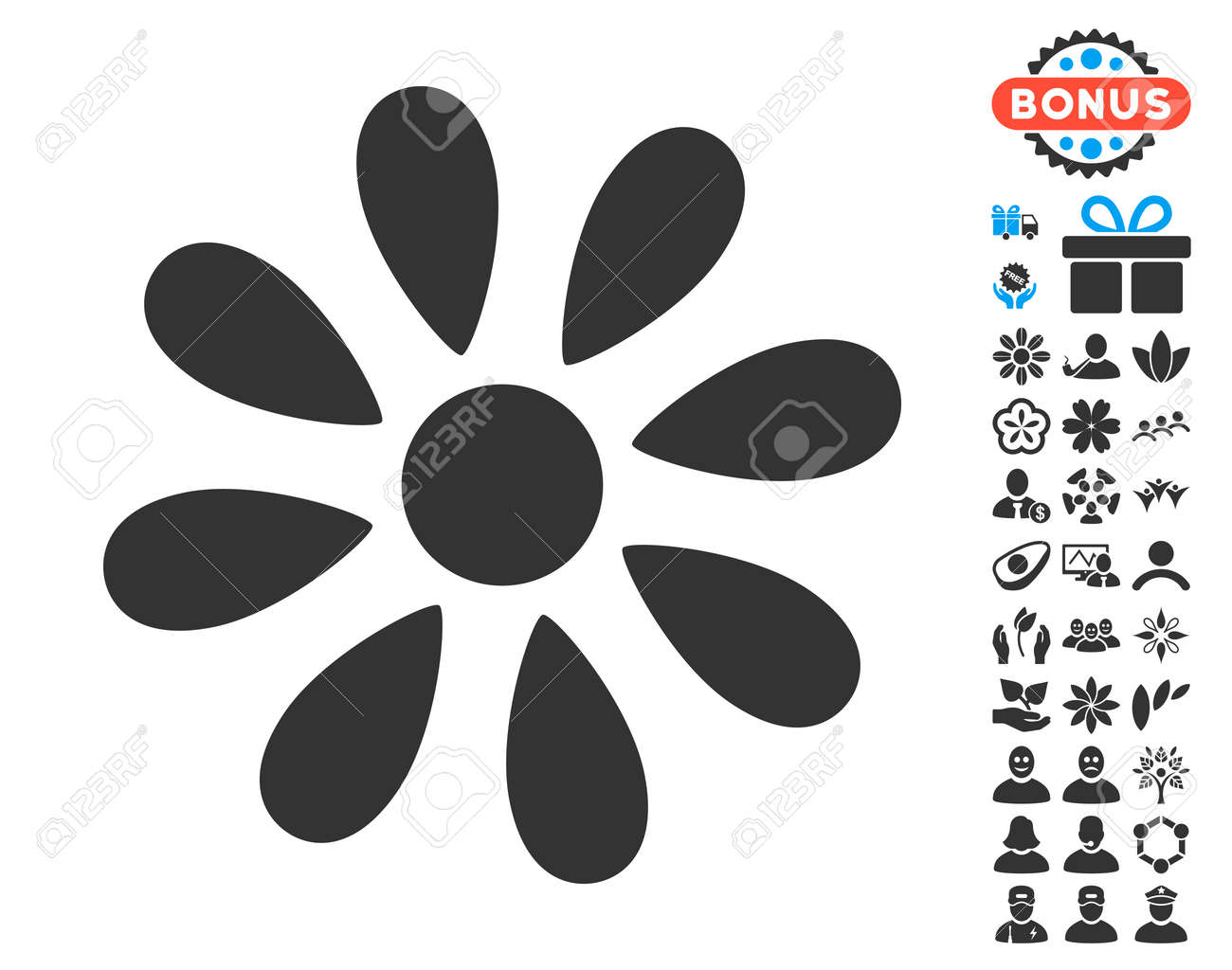 無料ボーナスのデザイン要素とデイジーの花のアイコン ベクトル図のスタイルは フラット象徴的なシンボルです のイラスト素材 ベクタ Image 24