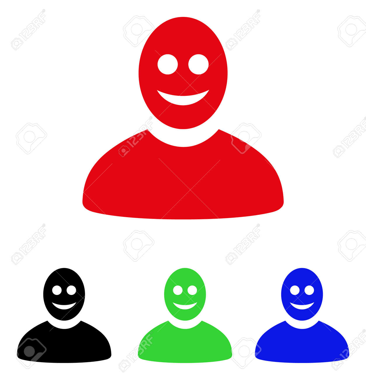 幸せな人のアイコン ベクトル図のスタイルは 黒 赤 緑 青のカラー バージョンとフラット象徴的な幸せな人のシンボルです のイラスト素材 ベクタ Image