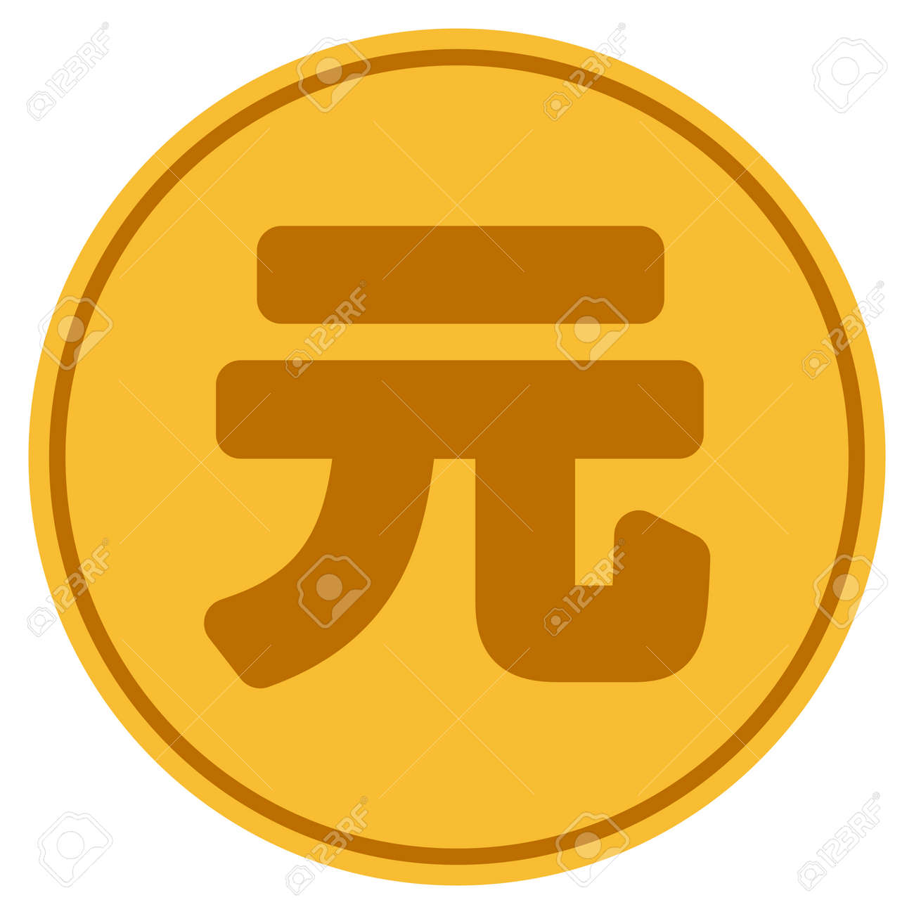 위안 인민폐 황금 동전 아이콘입니다. 래스터 스타일은 금색의 평면 동전 심볼입니다. 로열티 무료 사진, 그림, 이미지 그리고  스톡포토그래피. Image 92343669