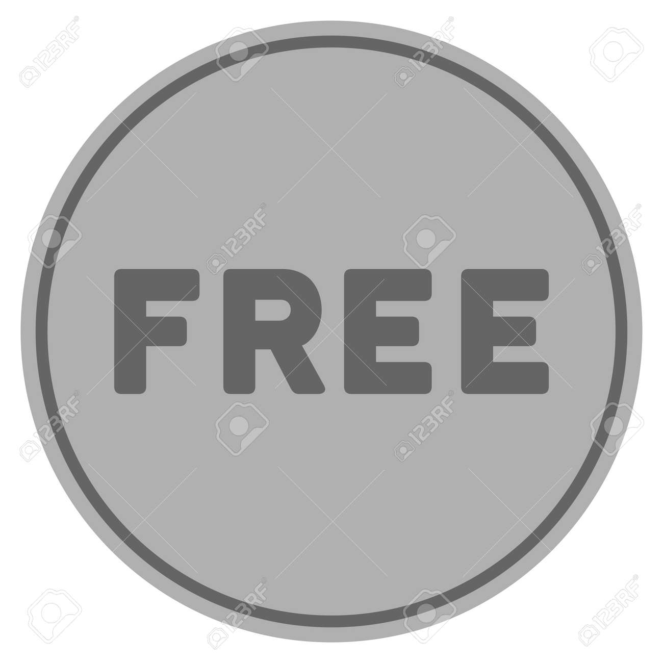 無料のシルバーコインアイコン。ベクトルスタイルはシルバーグレーのフラットコインシンボルです。のイラスト素材・ベクター Image 92469252