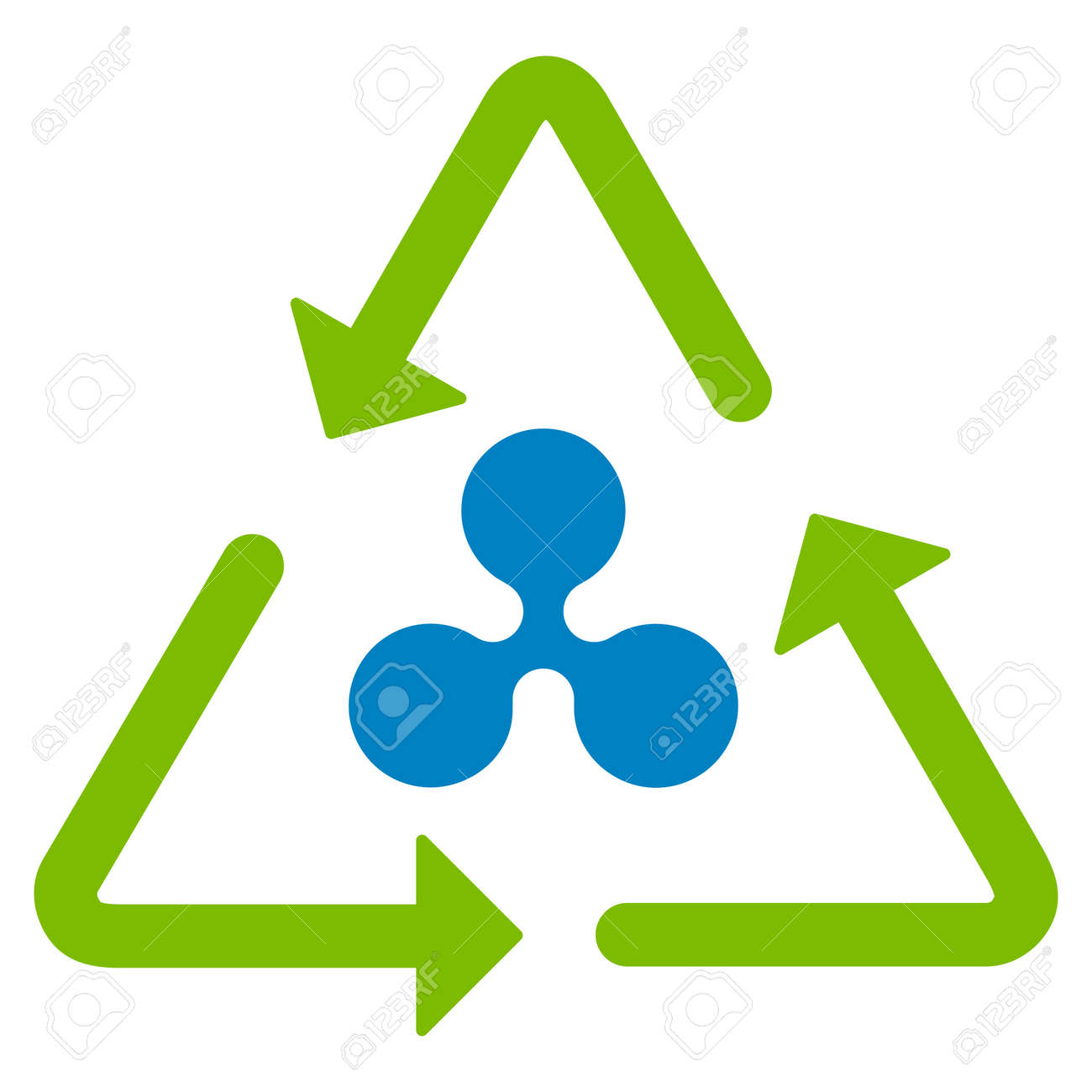 リップルリサイクルフラットラスターアイコン。白い背景に孤立した波紋のリサイクルイラスト。の写真素材・画像素材 Image 92871547