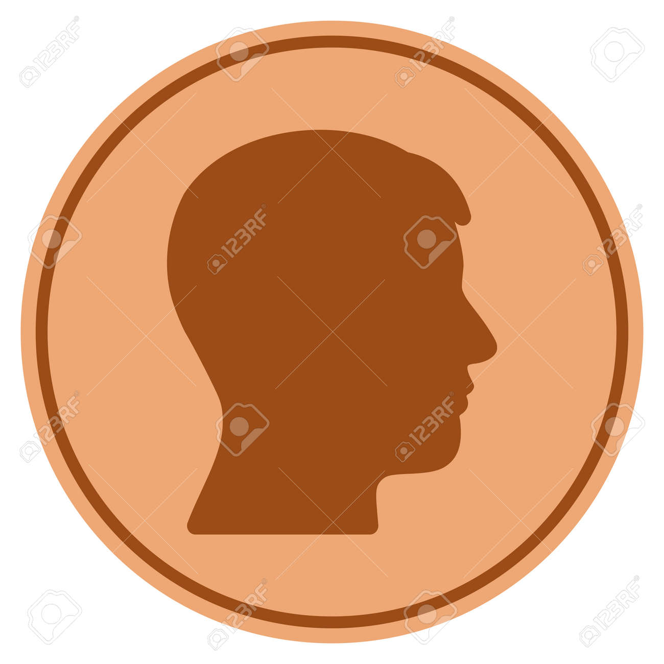 Man Head Profile Bronze Coin Icon Raster Style Is A Copper Flat Stock Photo Picture And Royalty Free Image Image 93086371