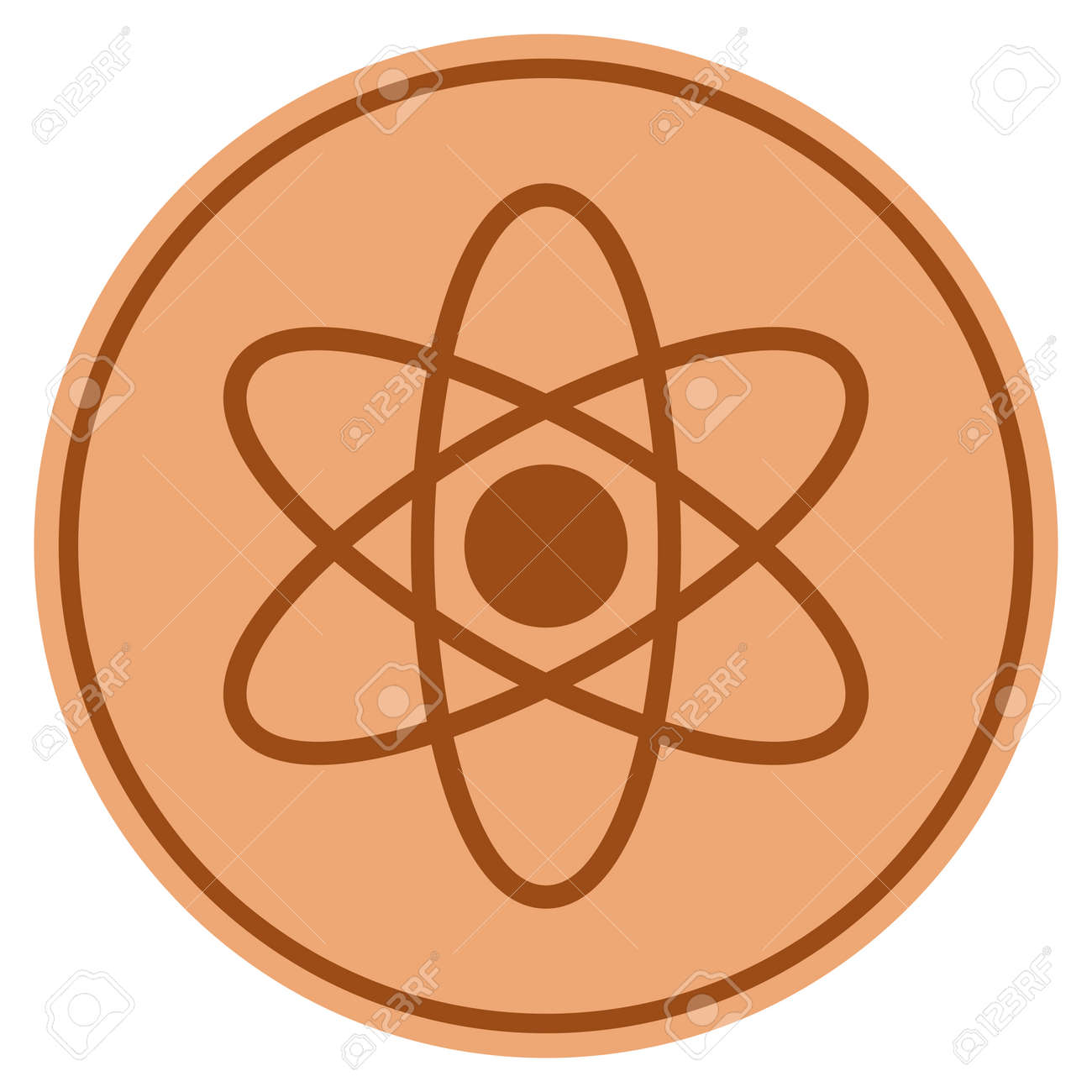 Atom Bronze Coin Icon. Vector Style Is A Copper Flat Coin Symbol. Royalty  Free SVG, Cliparts, Vectors, and Stock Illustration. Image 92877002.