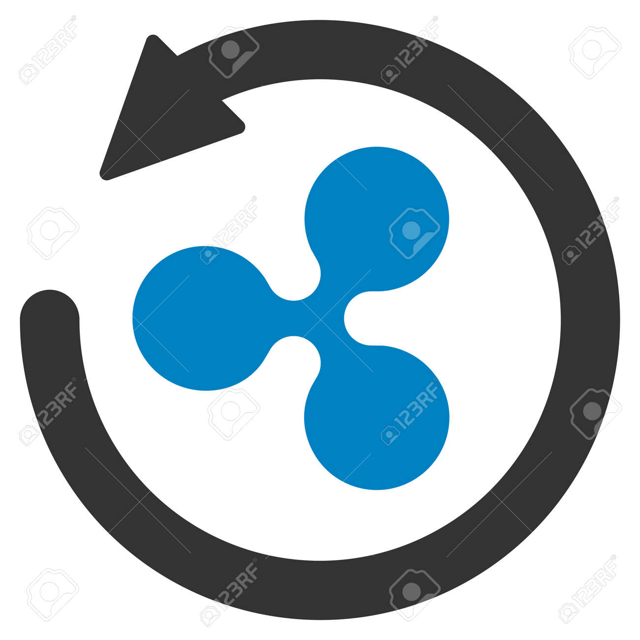 リップルチャージバックフラットラスターイラスト。白い背景に分離されたアイコン。の写真素材・画像素材 Image 93018694