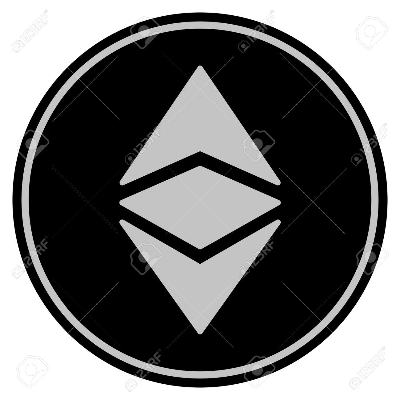 Ethereum 클래식 검은 동전 아이콘. 래스터 스타일은 검은 색과 밝은 회색 색상을 사용하는 평면 코인 심볼입니다. 로열티 무료  사진, 그림, 이미지 그리고 스톡포토그래피. Image 93049793