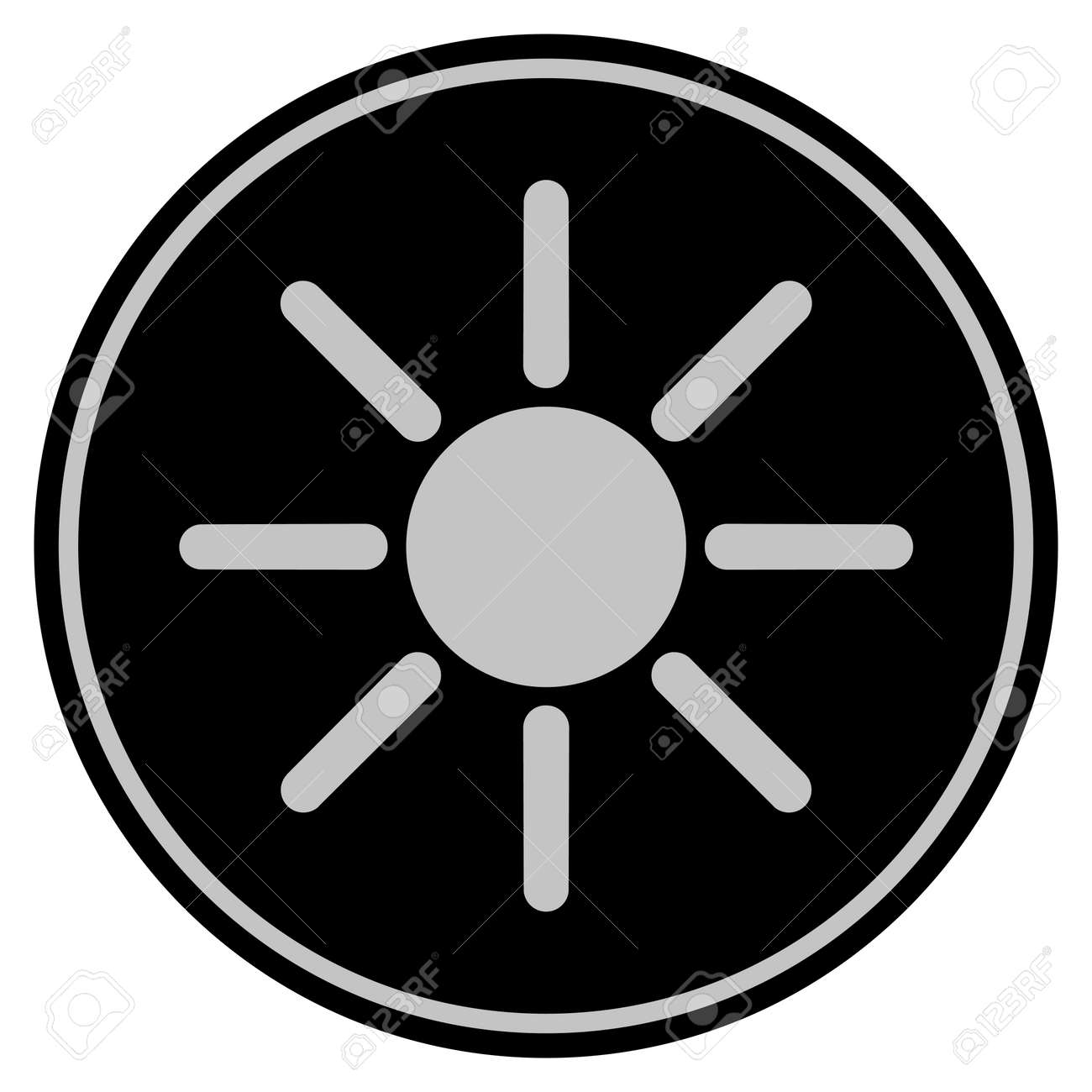태양 검은 코인 아이콘입니다. 래스터 스타일은 검은 색과 밝은 회색 색상을 사용하는 평면 코인 심볼입니다. 로열티 무료 사진, 그림,  이미지 그리고 스톡포토그래피. Image 93050387
