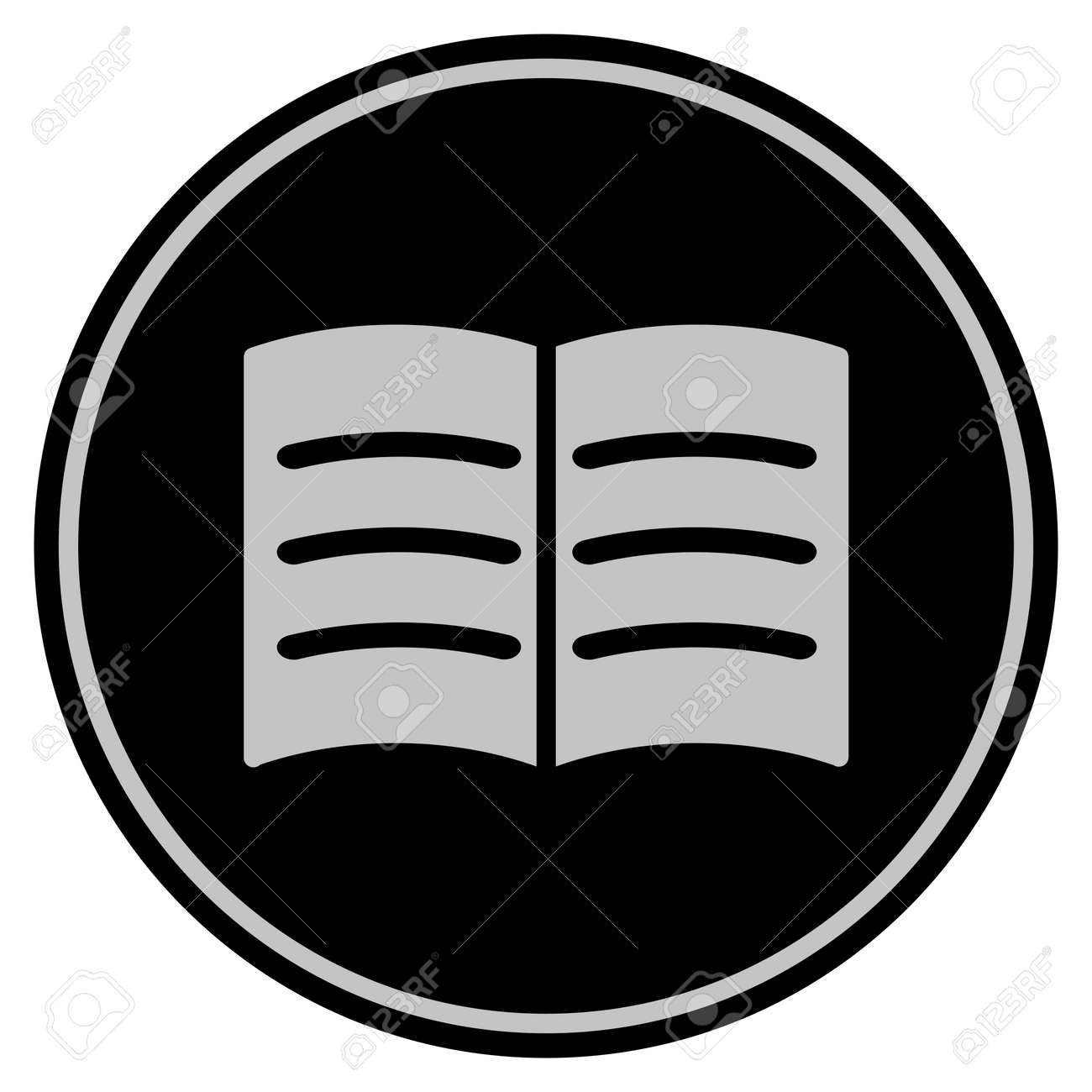 책 검은 코인 아이콘을 엽니 다. 벡터 스타일은 검은 색과 밝은 회색 색상을 사용하는 평면 동전 기호입니다. 로열티 무료 사진, 그림,  이미지 그리고 스톡포토그래피. Image 93046124