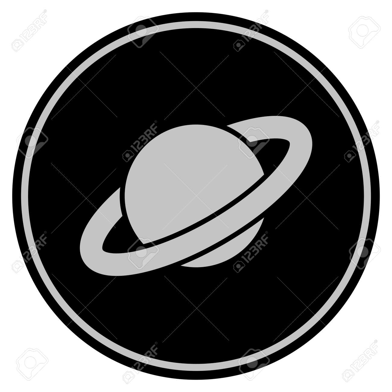 행성 토성 검은 코인 아이콘. 벡터 스타일은 검은 색과 밝은 회색 색상을 사용하는 평면 동전 기호입니다. 로열티 무료 사진, 그림,  이미지 그리고 스톡포토그래피. Image 93049116