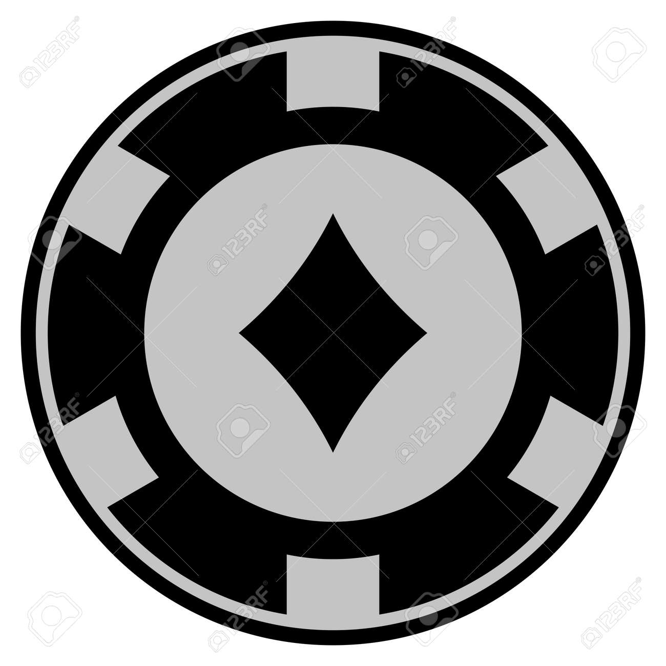 다이아몬드는 검은 카지노 칩 그림에 적합합니다. 벡터 스타일은 검은 색과 밝은 회색으로 설계된 플랫 도박 토큰 기호입니다. 로열티 무료  사진, 그림, 이미지 그리고 스톡포토그래피. Image 93114741