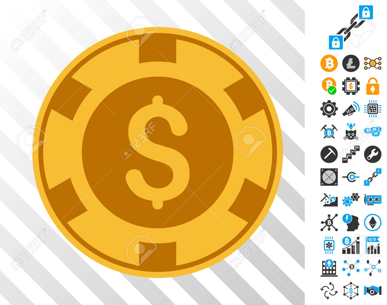 추가 비트 코인 채굴 및 블록 체인 픽토그램이있는 카지노 칩 카드 놀이 그림. 블록 체인 웹 사이트를위한 평면 벡터 그림. 로열티 무료  사진, 그림, 이미지 그리고 스톡포토그래피. Image 93529900