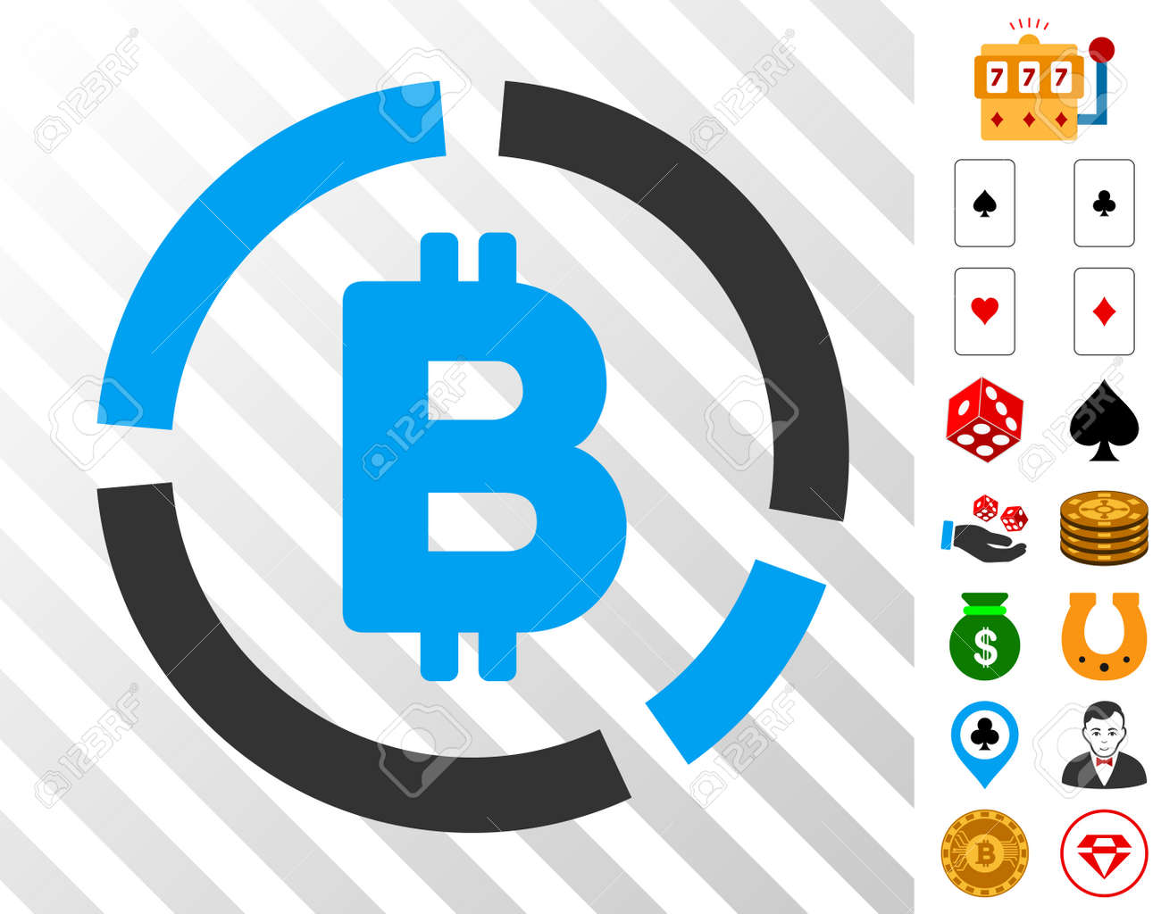 ビットコインボーナスカジノシンボルを持つ図絵文字 ベクトルイラストスタイルはフラットな象徴的なシンボルです カジノソフトウェア用に設計されています のイラスト素材 ベクタ Image